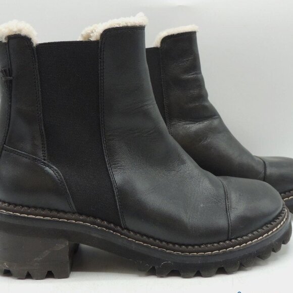 See by Chloe Women's Size 7 / 37.5 Black Leather Shearling Boots - Picture 1 of 16